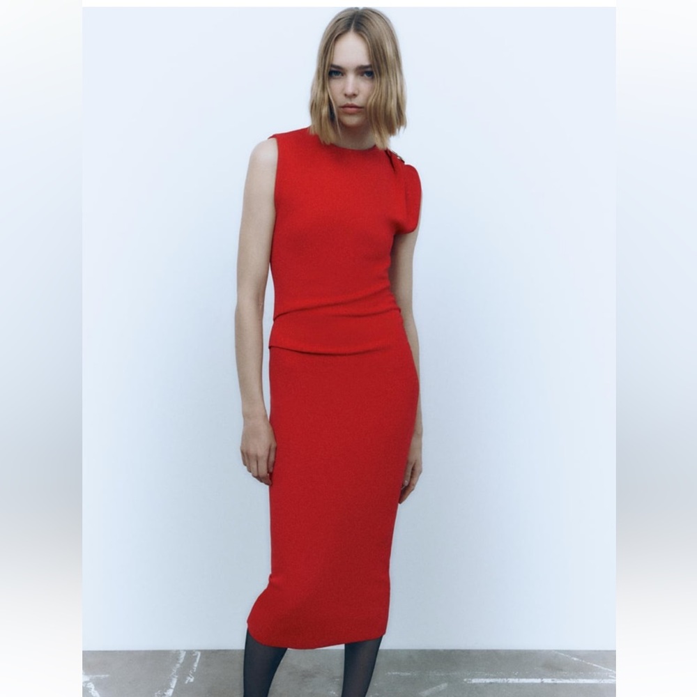 Zara Red Midi Dress